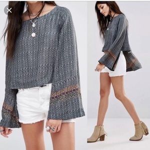 Free people stars aligned crop top bell sleeve